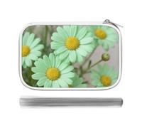 CSGJMYGS Daisy Pastel Green Multi-Functional PU Pen Case, Waterproof Zipper Stationery Organizer, Portable Storage Pouch for Office Supplies Cosmetics Travel Accessories And Daily Use