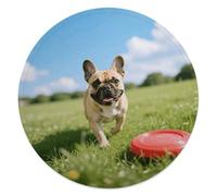 CSGJMYGS Dog French Bulldog Round Flannel Throw | 59.1 Inch Single Sided Circular Soft Blanket, Compact Foldable Flannel Spread for All Indoor Outdoor Rest Moments