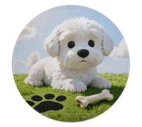 CSGJMYGS Dog Paw Bone Print Round Flannel Throw | 59.1 Inch Single Sided Circular Soft Blanket, Compact Foldable Flannel Spread for All Indoor Outdoor Rest Moments