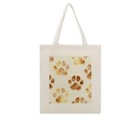 CSGJMYGS Dog Paw Print Cotton Polyester Blend Canvas Tote Bag | Dog Paw Print Reusable Multipurpose Fabric Handbag for Shopping Daily Errands Carry All Storage Bag