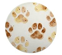 CSGJMYGS Dog Paw Print Round Flannel Throw | 59.1 Inch Single Sided Circular Soft Blanket, Compact Foldable Flannel Spread for All Indoor Outdoor Rest Moments