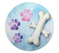 CSGJMYGS Dog Paw Prints Bones Round Flannel Throw | 59.1 Inch Single Sided Circular Soft Blanket, Compact Foldable Flannel Spread for All Indoor Outdoor Rest Moments