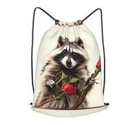 CSGJMYGS Drawstring Backpack Woemn Men Sports Gym Sack Lightweight Drawstring Bags Funny Raccoon Cinch Bag Sackpack For Work Swim Travel