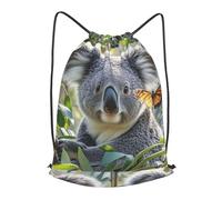 CSGJMYGS Drawstring Backpack Woemn Men Sports Gym Sack Lightweight Drawstring Bags Koala And Butterfly Cinch Bag Sackpack For Work Swim Travel