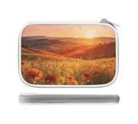 CSGJMYGS Flower Field Flying Song Multi-Functional PU Pen Case, Waterproof Zipper Stationery Organizer, Portable Storage Pouch for Office Supplies Cosmetics Travel Accessories And Daily Use