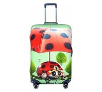 CSGJMYGS Funny Ladybug Holding Umbrellas Luggage Covers for Suitcase Washable Suitcase Cover Fashion Stretch Suitcase Protector Cover Anti-Scratch Baggage Covers Fit 18-32 Inch Luggage Small, Black, S