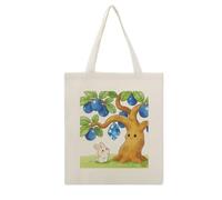 CSGJMYGS Gemstone Blue Apricot Tree Cotton Polyester Blend Canvas Tote Bag