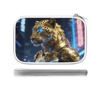 CSGJMYGS Gilded Leopard Luxe Multi-Functional PU Pen Case, Waterproof Zipper Stationery Organizer, Portable Storage Pouch for Office Supplies Cosmetics Travel Accessories And Daily Use