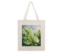 CSGJMYGS Green Jungle Flowers Cotton Polyester Blend Canvas Tote Bag | Green Jungle Flowers Reusable Multipurpose Fabric Handbag for Shopping Daily Errands Carry All Storage Bag