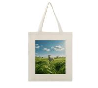 CSGJMYGS Green Prairie Stroll Cotton Polyester Blend Canvas Tote Bag