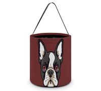 CSGJMYGS Halloween Trick Or Treat Buckets Cartoon Boston Terrier Face Candy Bucket Reusable Halloween Bakset Tote Bag for Kids Party Supplies Favors Storage Goodie Bucket Best Halloween Party Gifts,