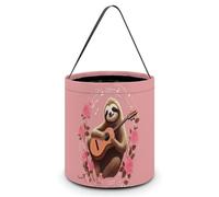 CSGJMYGS Halloween Trick Or Treat Buckets Sloth with Musical Notes Candy Bucket Reusable Halloween Bakset Tote Bag for Kids Party Supplies Favors Storage Goodie Bucket Best Halloween Party Gifts,