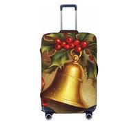 CSGJMYGS Happy New Year Xmas Tree Bell Luggage Covers for Suitcase Washable Suitcase Cover Fashion Stretch Suitcase Protector Cover Anti-Scratch Baggage Covers Fit 18-32 Inch Luggage Large, Black, L