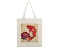 CSGJMYGS Koi Carp Bring Spring Cotton Polyester Blend Canvas Tote Bag