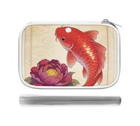 CSGJMYGS Koi Carp Bring Spring Multi-Functional PU Pen Case, Waterproof Zipper Stationery Organizer, Portable Storage Pouch for Office Supplies Cosmetics Travel Accessories And Daily Use