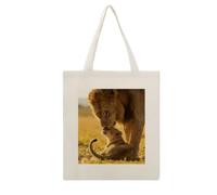 CSGJMYGS Lion Dad To Son Cotton Polyester Blend Canvas Tote Bag