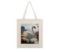 CSGJMYGS Lutang White Feather Cotton Polyester Blend Canvas Tote Bag