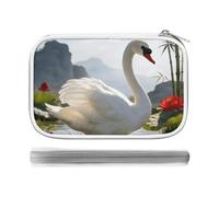 CSGJMYGS Lutang White Feather Multi-Functional PU Pen Case, Waterproof Zipper Stationery Organizer, Portable Storage Pouch for Office Supplies Cosmetics Travel Accessories And Daily Use