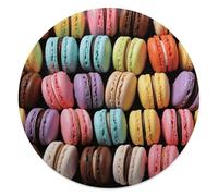 CSGJMYGS Macaron Biscuit Flavored Pastries Round Flannel Throw | 59.1 Inch Single Sided Circular Soft Blanket, Compact Foldable Flannel Spread for All Indoor Outdoor Rest Moments
