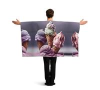 CSGJMYGS Melted Ice Cream Balls Flag Cape with Sleeves for Adults, Wearable Flag Cloak Lightweight Body Flag Cloak Outfits Costume Accessories for Party Favors Celebrations