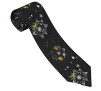 CSGJMYGS Men's Silk Tie Bold cartoon lines Necktie Classic Business Necktie Men Fashion Woven Formal Ties, Black Stars With Snowflakes, One Size