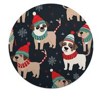 CSGJMYGS Merry Christmas Dog Round Flannel Throw | 59.1 Inch Single Sided Circular Soft Blanket, Compact Foldable Flannel Spread for All Indoor Outdoor Rest Moments