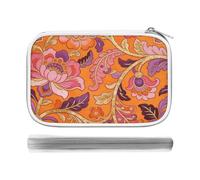 CSGJMYGS Orange Flame Gilded Multi-Functional PU Pen Case, Waterproof Zipper Stationery Organizer, Portable Storage Pouch for Office Supplies Cosmetics Travel Accessories And Daily Use