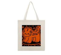 CSGJMYGS Orange Graffiti Cotton Polyester Blend Canvas Tote Bag | Orange Graffiti Reusable Multipurpose Fabric Handbag for Shopping Daily Errands Carry All Storage Bag