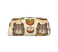 CSGJMYGS Pencil Case Leather Pencil Pouch Greedy cat Pencil Bags Large Capacity Pencil Organizer with Zipper Portable Travel Makeup Bag Desktop Stationery Organizer for Women Men