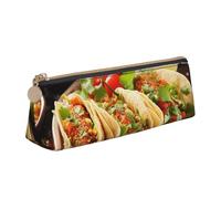 CSGJMYGS Pencil Case Leather Pencil Pouch Mexican Food Pencil Bags Large Capacity Pencil Organizer with Zipper Portable Travel Makeup Bag Desktop Stationery Organizer for Women Men