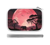 CSGJMYGS Pink Moon Elephant Multi-Functional PU Pen Case, Waterproof Zipper Stationery Organizer, Portable Storage Pouch for Office Supplies Cosmetics Travel Accessories And Daily Use