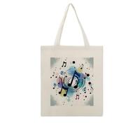 CSGJMYGS Polka Dot Music Note Cotton Polyester Blend Canvas Tote Bag | Polka Dot Music Note Reusable Multipurpose Fabric Handbag for Shopping Daily Errands Carry All Storage Bag