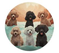 CSGJMYGS Poodles Dogs Round Flannel Throw | 59.1 Inch Single Sided Circular Soft Blanket, Compact Foldable Flannel Spread for All Indoor Outdoor Rest Moments