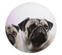 CSGJMYGS Pug Dog Round Flannel Throw | 59.1 Inch Single Sided Circular Soft Blanket, Compact Foldable Flannel Spread for All Indoor Outdoor Rest Moments