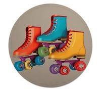 CSGJMYGS Retro Colorful Roller Skates Round Flannel Throw