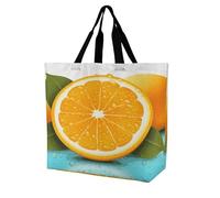 CSGJMYGS Reusable Grocery Tote Bags, Large Shoulder Shopping Bag for Women | Fresh Orange Fruit grocery bags, casual tote handbag, washable foldable shoulder bag for work travel market