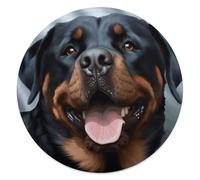 CSGJMYGS Rottweiler Dogs Tongue Head Round Flannel Throw | 59.1 Inch Single Sided Circular Soft Blanket, Compact Foldable Flannel Spread for All Indoor Outdoor Rest Moments