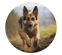 CSGJMYGS Running German Shepherd Dog Round Flannel Throw | 59.1 Inch Single Sided Circular Soft Blanket, Compact Foldable Flannel Spread for All Indoor Outdoor Rest Moments