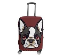 CSGJMYGS Travel Luggage Cover Elastic Washable Suitcase Cover Fashion Scratch-Resistant Baggage Covers Cartoon Boston Terrier Face Suitcase Protector Fit 18-32 Inch Luggage, style-6, Small