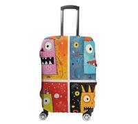 CSGJMYGS Travel Luggage Cover Elastic Washable Suitcase Cover Fashion Scratch-Resistant Baggage Covers Four Colorful Monsters Suitcase Protector Fit 18-32 Inch Luggage, style-1, L