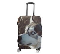 CSGJMYGS Travel Luggage Cover Elastic Washable Suitcase Cover Fashion Scratch-Resistant Baggage Covers Blue Eyed Husky Dog Suitcase Protector Fit 18-32 Inch Luggage, style-1, M