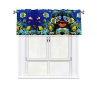 CSGJMYGS Tropical Ocean Sea Fish Curtain Valance for Windows,Kitchen Window Curtains Blackout Drapes Window Treatments Decorative Rod Pocket Short Curtain for Living Room Bedroom,54" W x 18" L