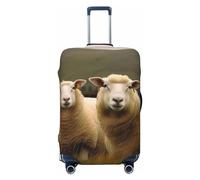 CSGJMYGS Two white sheep Luggage Covers for Suitcase Washable Suitcase Cover Fashion Stretch Suitcase Protector Cover Anti-Scratch Baggage Covers Fit 18-32 Inch Luggage X-Large, Black, XL