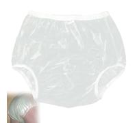 CSGTUO Adult Waterproof Plastic Pants,Leakproof Underwear for Incontinence,Washable Reusable Adult Cloth Nappy Cover,Stay Comfortable and Dry,M,White