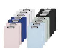 CSH 14 Pack Plastic Clipboards Bulk, 6 Colors, Low Profile Clip Board in A4 Letter Size, for Classroom and Office