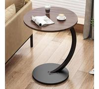 CShaped Narrow Side Table 40cm Wooden End Table for Sofa Slim Bedside Table Easy Assembly Wipe CleanPerfect for Living Room Bedroom Office (Brown)