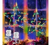 cshare Christmas Window Star Lights, 2 Pack 30cm Big Star Fairy Lights USB/Battery Operated with Timer Waterproof Twinkle Hanging Light for Wall Bedroom Indoor Outdoor Xmas Decorations-Multicoloured