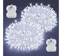 cshare Fairy Lights Battery Operated,2Pack 5M 50LED Cool White Battery Fairy Lights with Timer, Waterproof for Garden Christmas Bedroom Indoor Outdoor Decorations