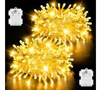 cshare Fairy Lights Battery Operated, 2Pack 5M 50LED Fairy Lights with Timer, Waterproof for Garden Christmas Bedroom Indoor Outdoor Decorations-Warm White