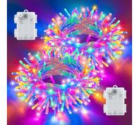 cshare Fairy Lights Battery Operated, 2Pack 5M 50LED Multicoloured Battery Fairy Lights with Timer, Waterproof for Garden Christmas Bedroom Indoor Outdoor Decorations